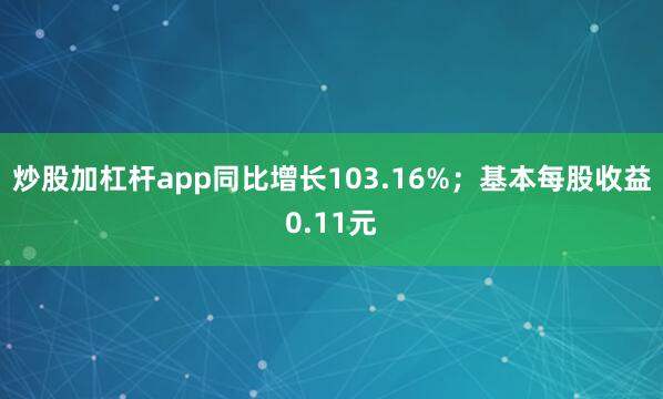 炒股加杠杆app同比增长103.16%；基本每股收益0.11元